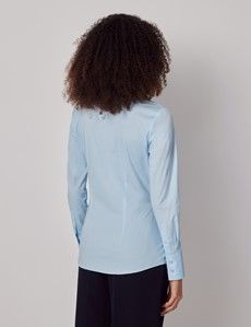 Ice Blue Cotton Stretch Fitted Shirt-preview4