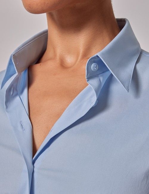 Light Blue Fitted Cotton Stretch Shirt-preview