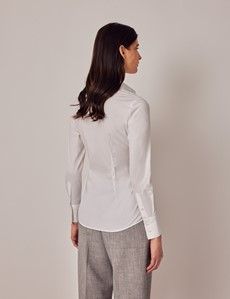 White Fitted Cotton Stretch Shirt-preview4