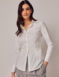 White Fitted Cotton Stretch Shirt-preview3
