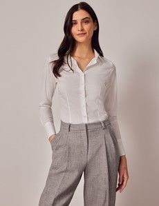 White Fitted Cotton Stretch Shirt-preview5