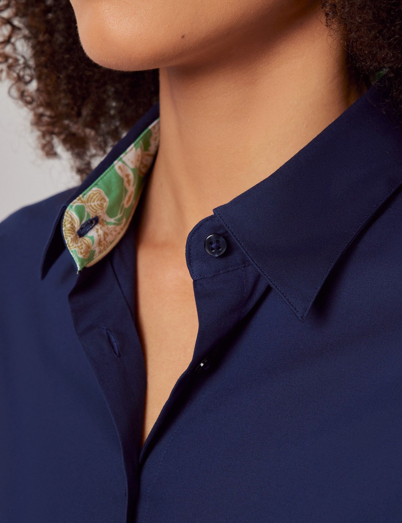 Navy Fitted Cotton Shirt - Contrast Detail-preview