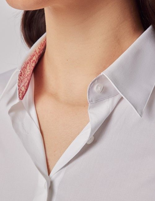 White Cotton Fitted Shirt - Contrast Detail-preview