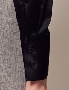 Black Fitted Satin Shirt-preview4