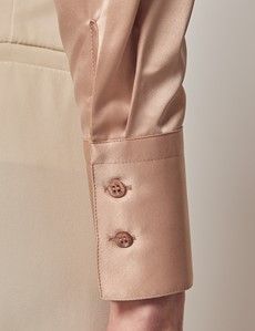 Taupe Fitted Satin Shirt-preview3