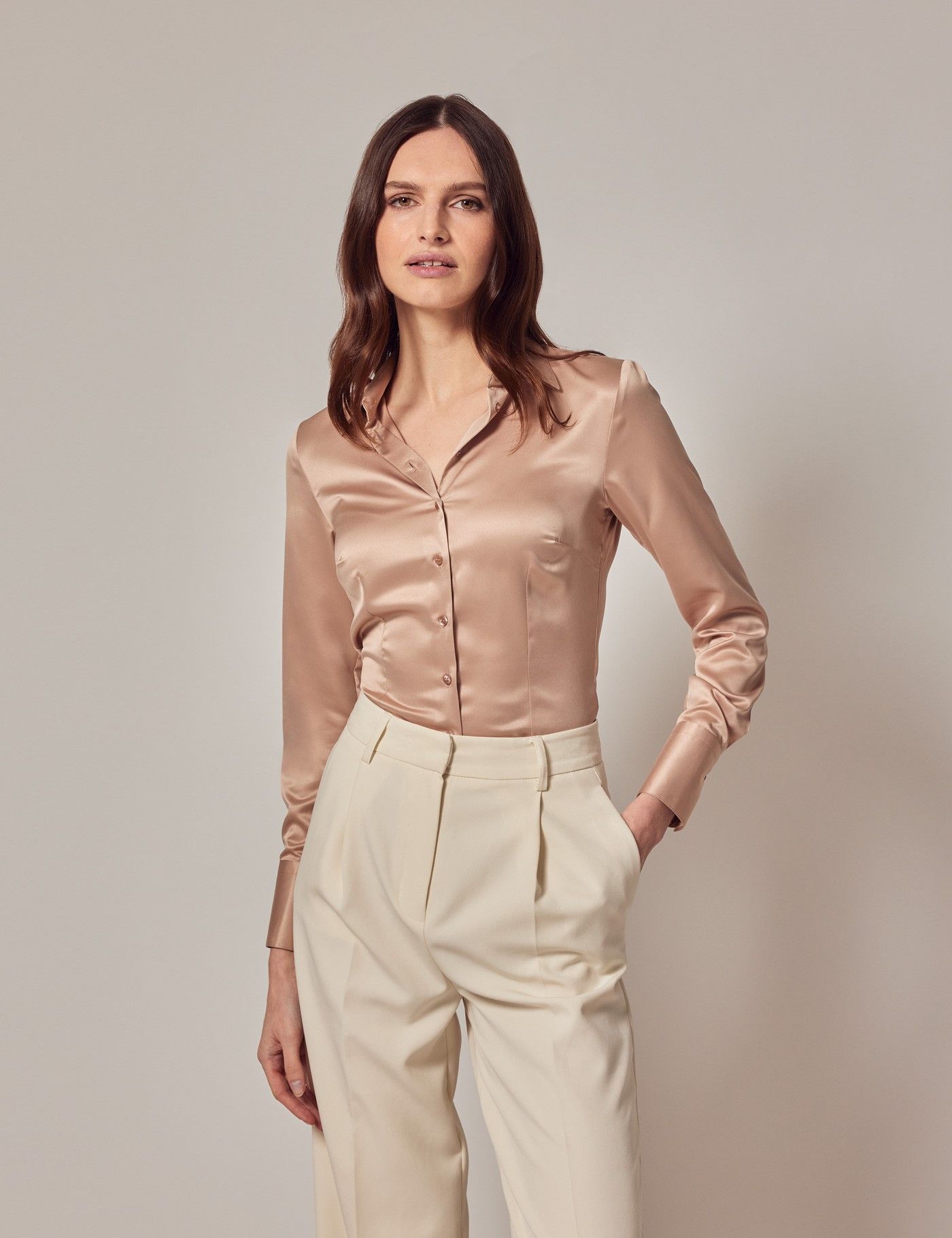Women's Acetate Satin Wide Sleeve T-Shirt - Loose Fit Crew Neck Blouse For Summer