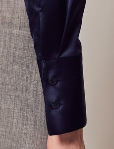 Navy Fitted Satin Shirt-preview3