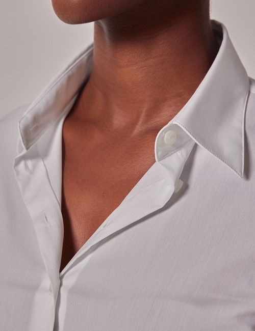 White Cotton Nylon Fitted Shirt-preview