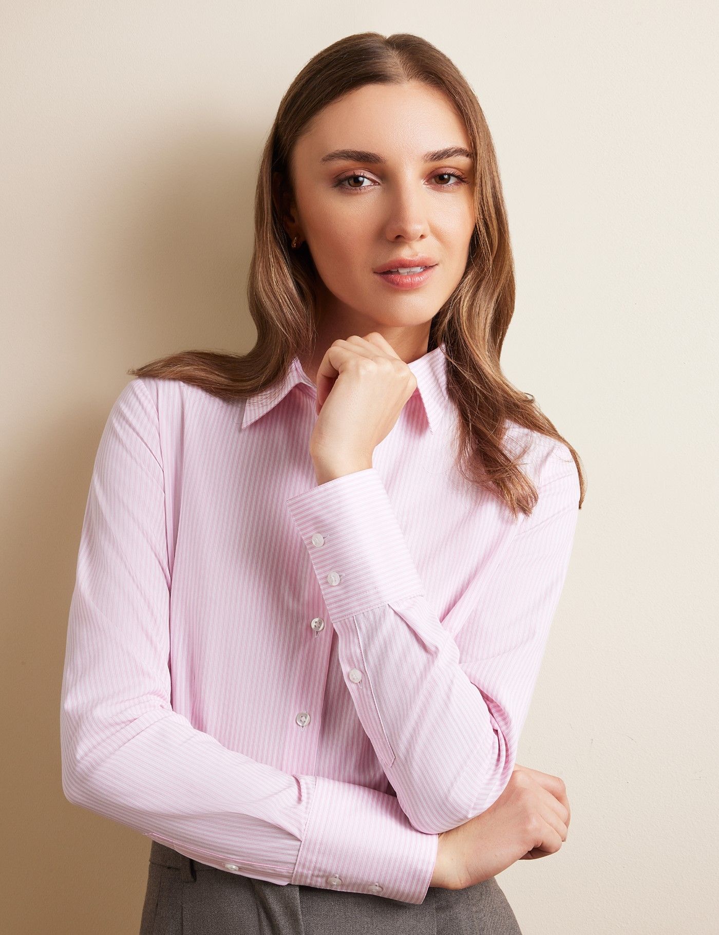 strapless open back dress Bariloche Shirt Lorica Rose Pink Stripe – Shirley Allum Boutique main image 0