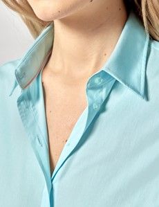Fitted Aqua Blue Shirt – Short Sleeve