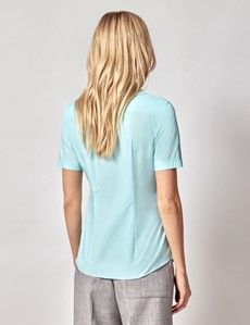 Fitted Aqua Blue Shirt – Short Sleeve