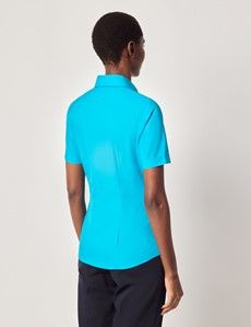 Turquoise Fitted Short Sleeve Shirt-preview4