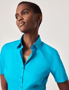 Turquoise Fitted Short Sleeve Shirt-preview2
