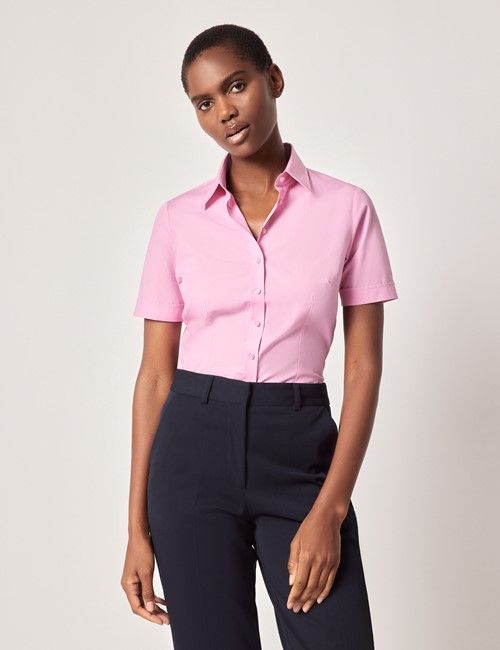 Pink Fitted Short Sleeve Shirt