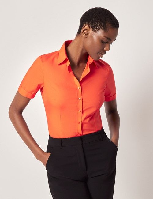 Orange Fitted Short Sleeve Shirt