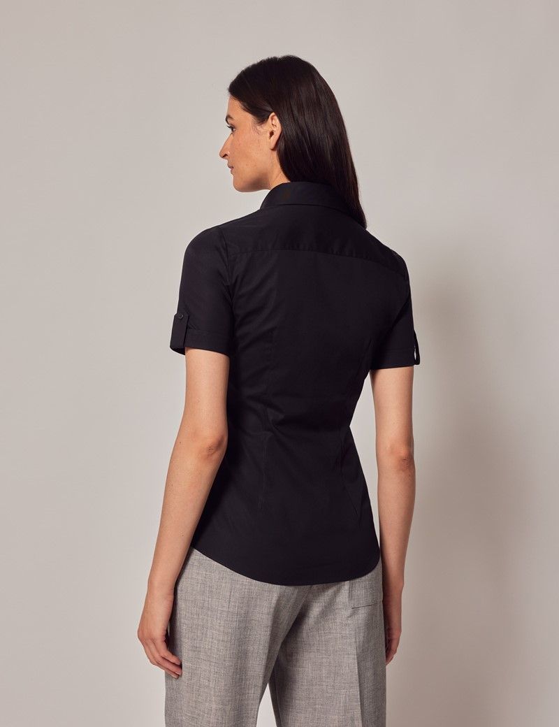 Plain black short sleeve shirt hotsell