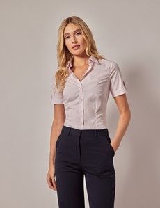 Pink Fitted Short Sleeve Shirt