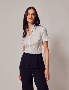 White Fitted Short Sleeve Shirt-preview5