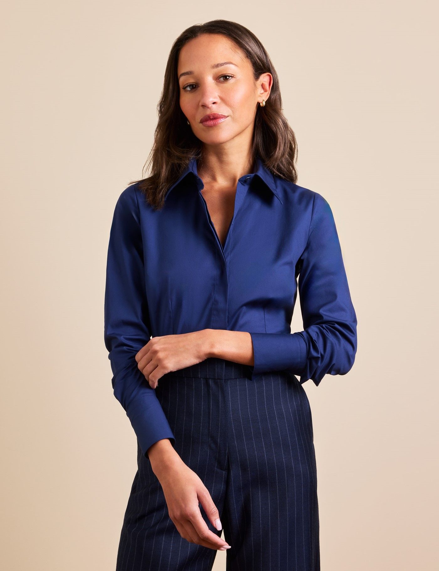 navy fitted shirt dress Shirtdress main image 1