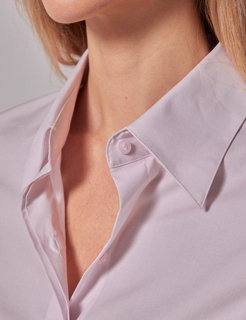 Pink Cotton Stretch Fitted Shirt With Concealed Placket-preview