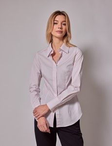 Pink Cotton Stretch Fitted Shirt With Concealed Placket-preview2
