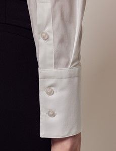 White Cotton Stretch Fitted Shirt With Concealed Placket-preview2