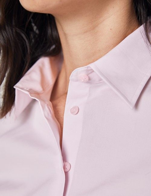 Pink Fitted 3/4 Sleeve Cotton Shirt-preview