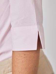 Pink Fitted 3/4 Sleeve Cotton Shirt-preview2