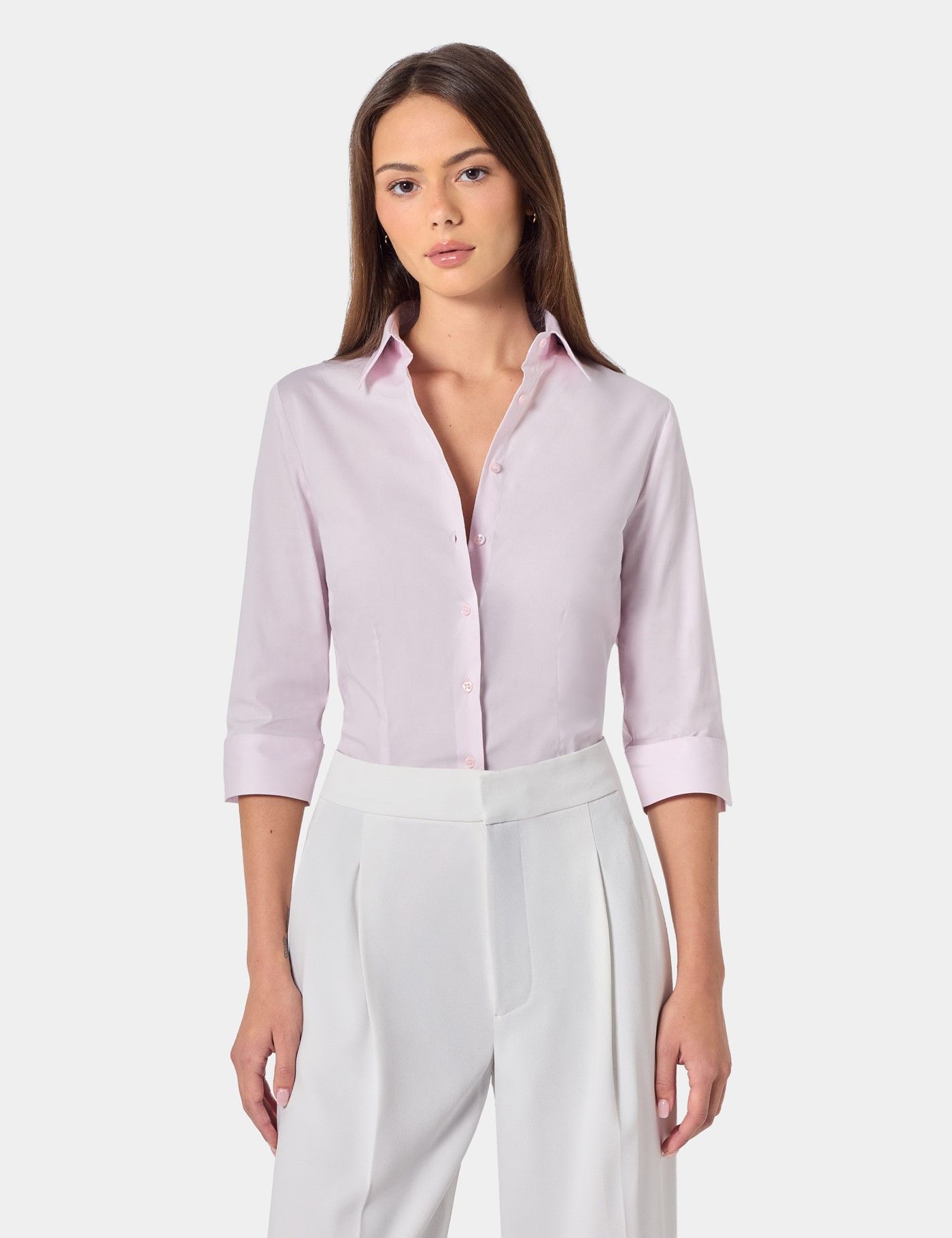 Fitted Pink Shirt - 3/4 Sleeve