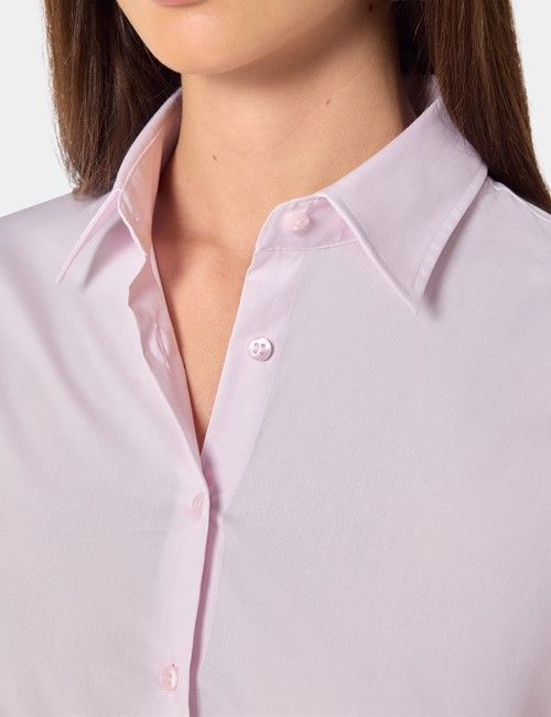 Pink Fitted 3/4 Sleeve Cotton Shirt-preview