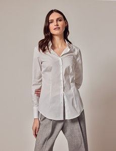 White Fitted Shirt - Vintage Collar-preview3