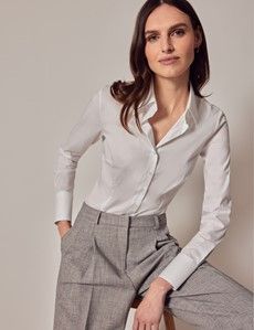 White Fitted Shirt - Vintage Collar