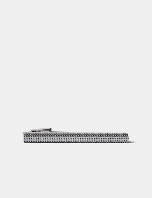 Silver Textured Tie Clip