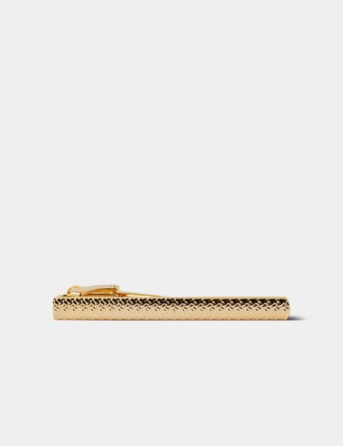 Gold Mesh Textured Tie Clip