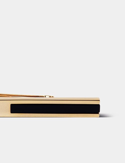 Gold Tie Clip - Black Onyx Detail-preview
