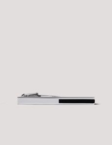 Silver Tie Clip - Black Onyx Detail