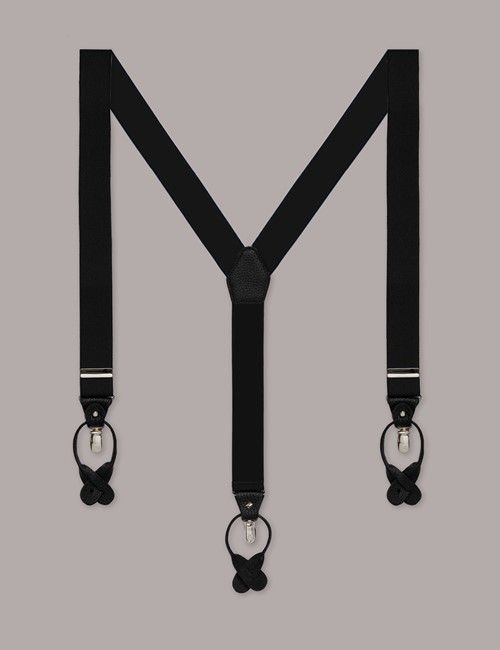 2 in 1 Adjustable Black Suspenders
