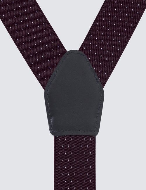 2 in 1 Adjustable Wine & White Pin Dot Braces-preview