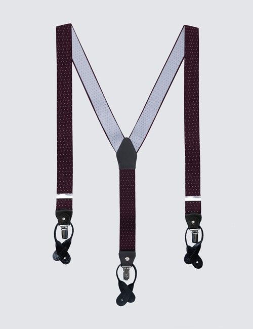2 in 1 Adjustable Wine & White Pin Dot Braces
