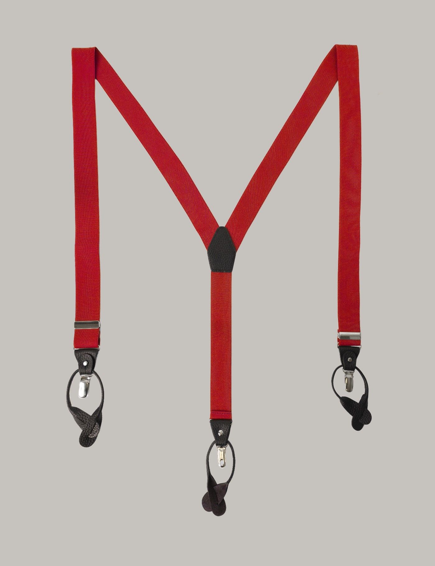 Men's 2 in 1 Adjustable Red Braces | Hawes & Curtis