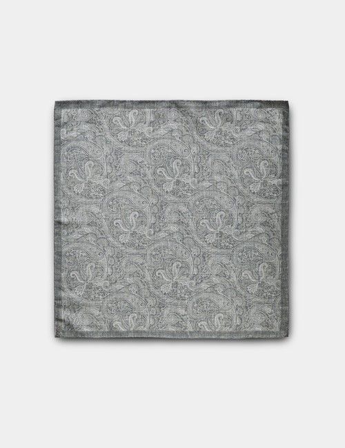 Sage Green Paisley Italian Silk Pocket Square - 1913 Collection-preview