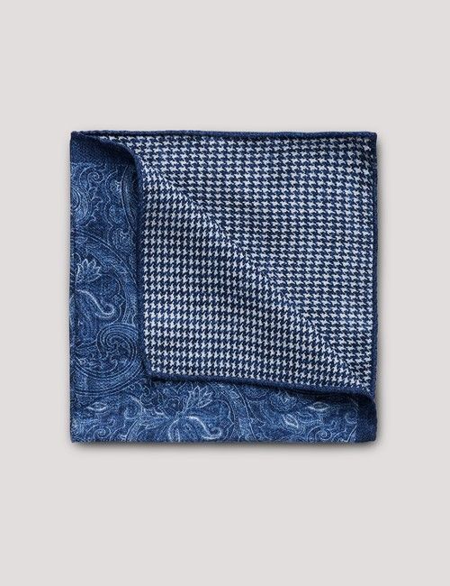 Navy Paisley Italian Silk Pocket Square - 1913 Collection