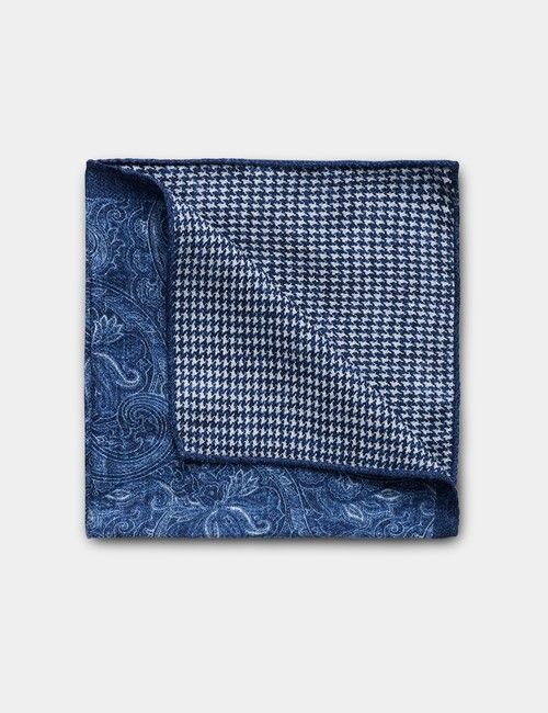 Navy Paisley Italian Silk Pocket Square - 1913 Collection