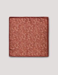 Rust Paisley Italian Silk Pocket Square - 1913 Collection-preview1