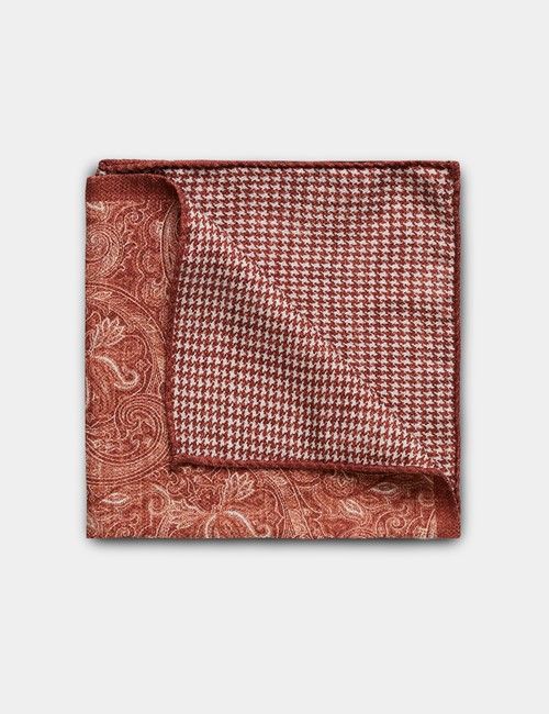 Rust Paisley Italian Silk Pocket Square - 1913 Collection