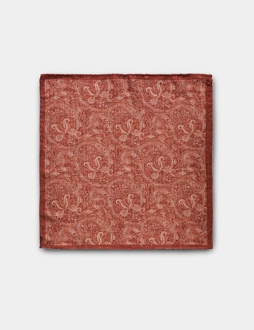 Rust Paisley Italian Silk Pocket Square - 1913 Collection-preview