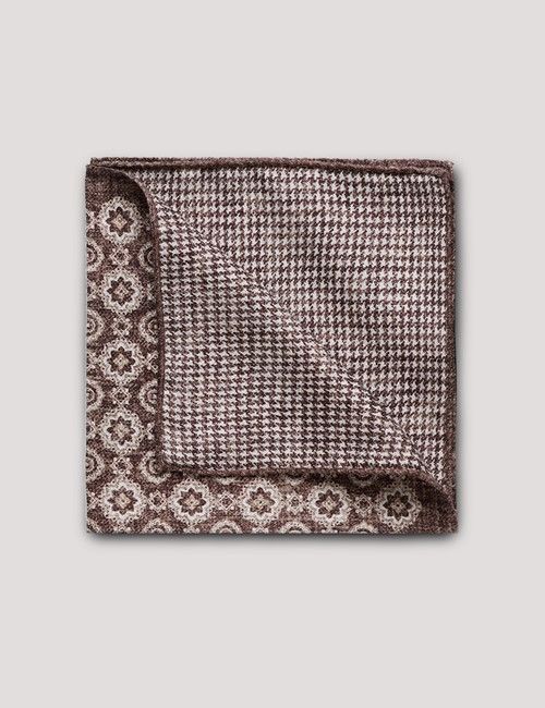 Coffee Brown Medallion Italian Silk Pocket Square - 1913 Collection