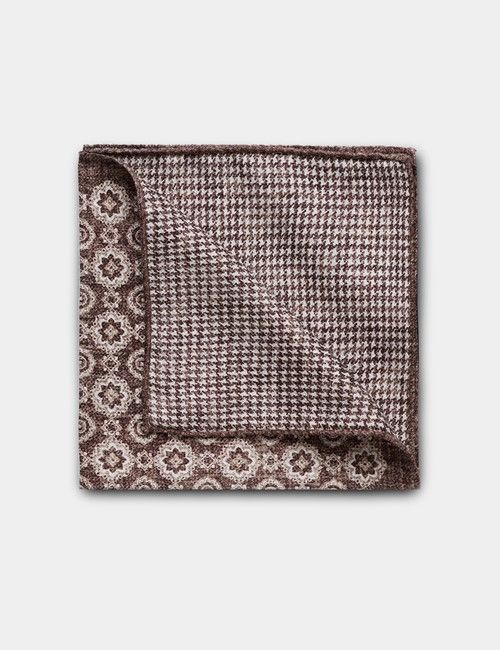 Coffee Brown Medallion Italian Silk Pocket Square - 1913 Collection