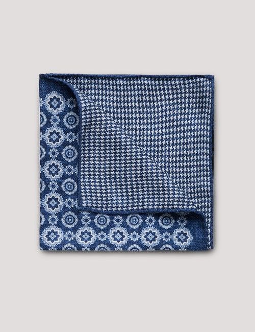Navy Medallion Italian Silk Pocket Square - 1913 Collection