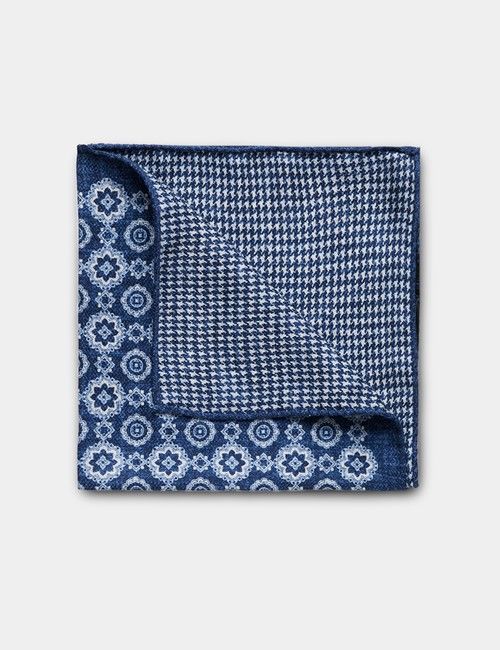 Navy Medallion Italian Silk Pocket Square - 1913 Collection